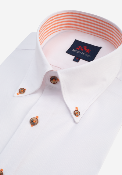 White Carrot Orange Soft Oxford Shirt