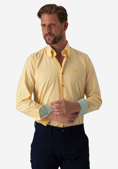 Sunshine Yellow Stripe Two-Ply Oxford Shirt