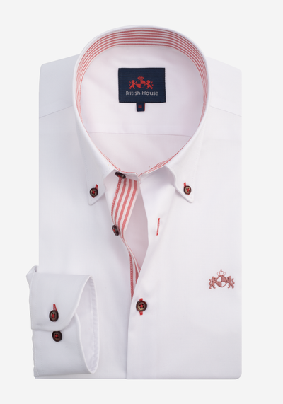 White Rust Red Soft Oxford Shirt