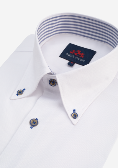 White Navy Soft Oxford Shirt