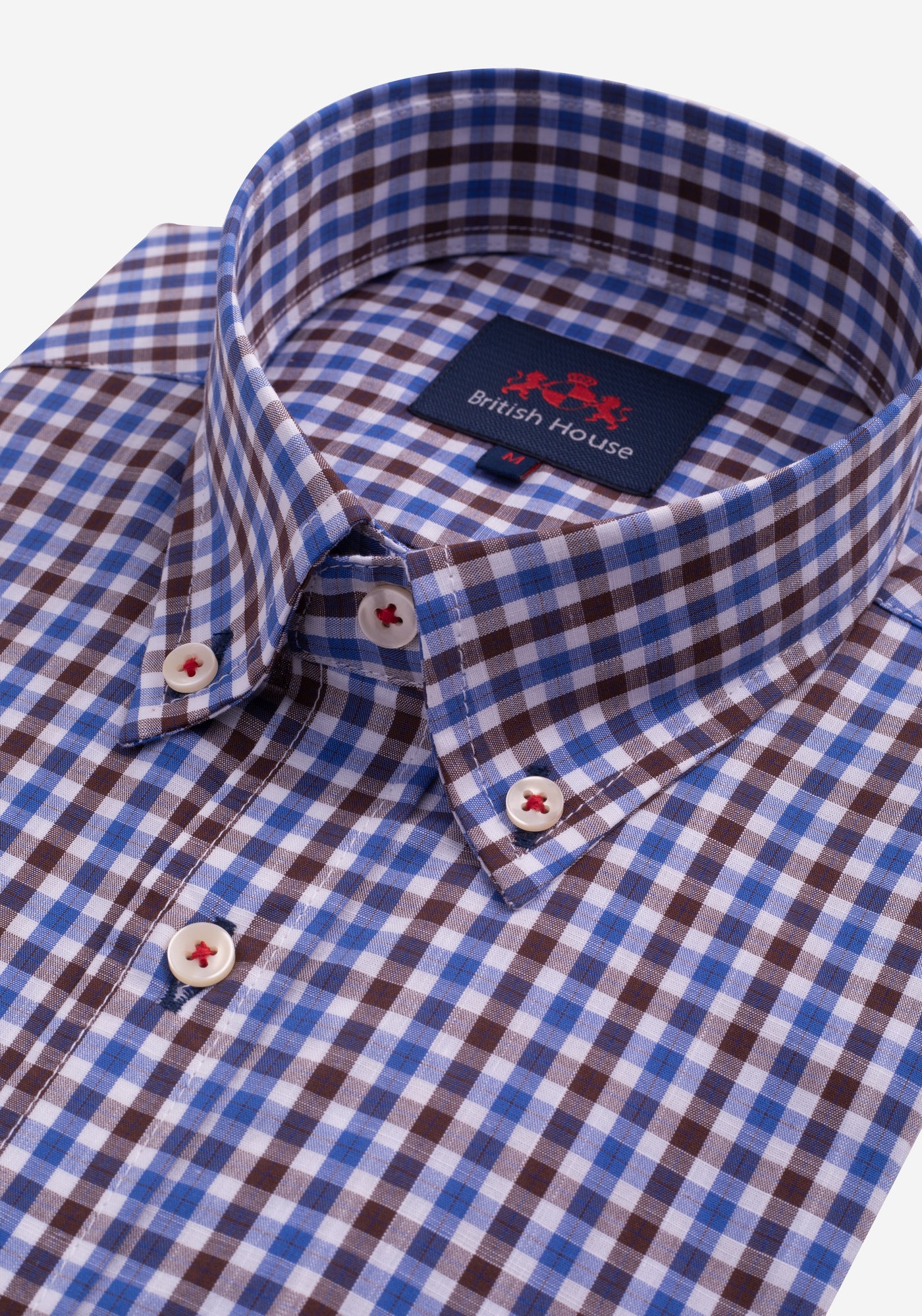 Blue Brown Checked Slub Shirt