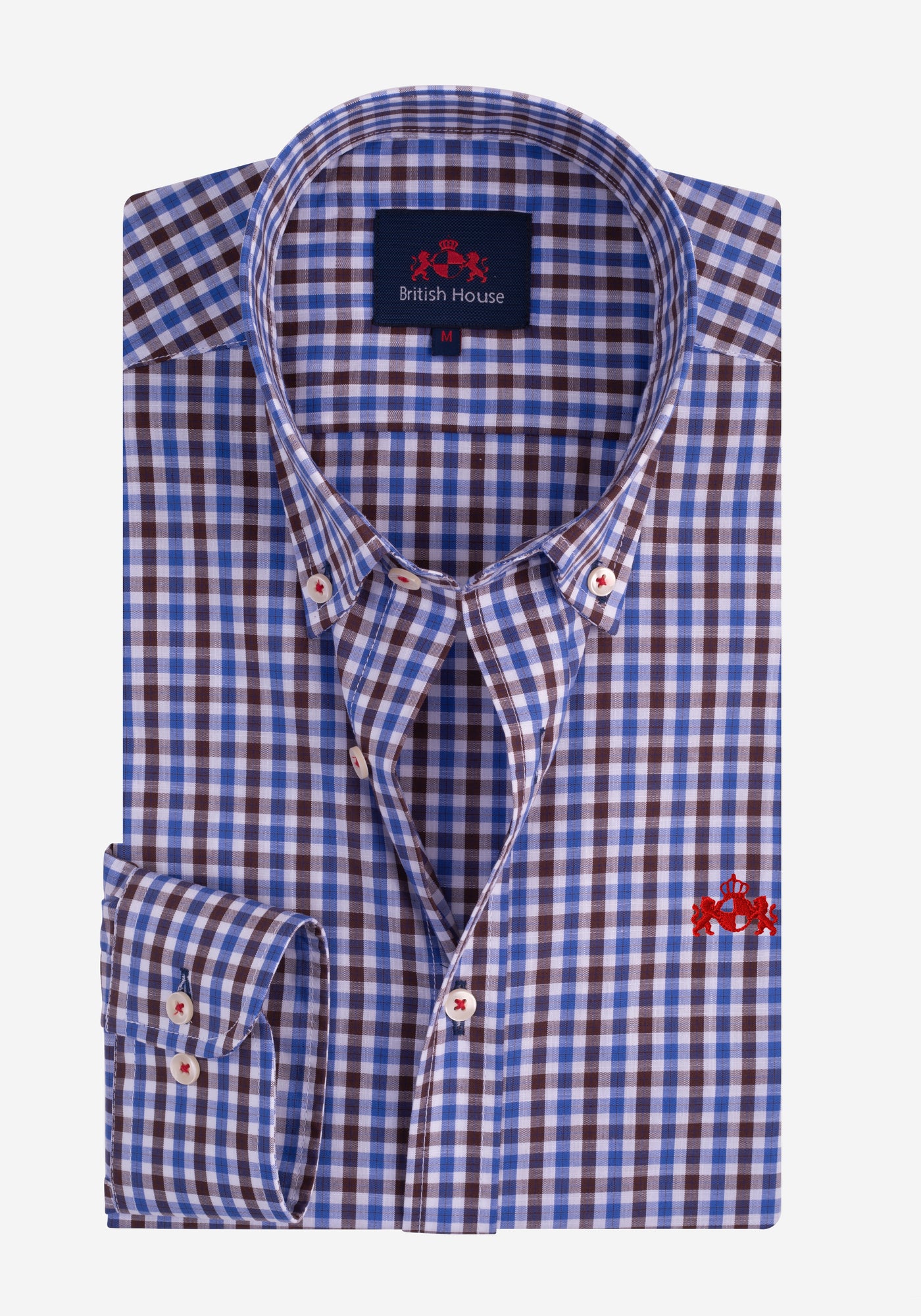 Blue Brown Checked Slub Shirt