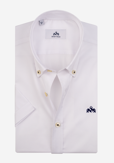 Vintage White Royal Oxford Shirt - Short Sleeve