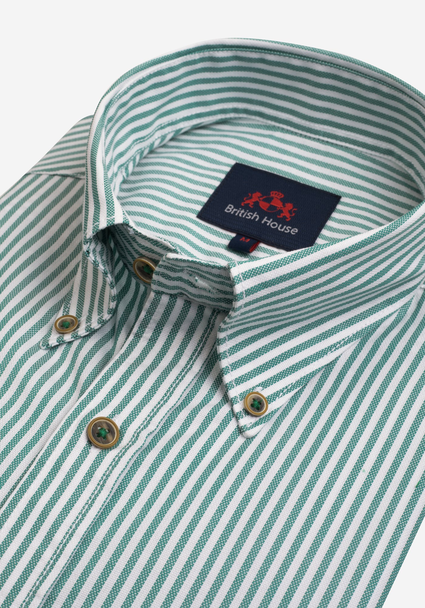 Palm Green Stripe Washed Two-Ply Oxford Shirt