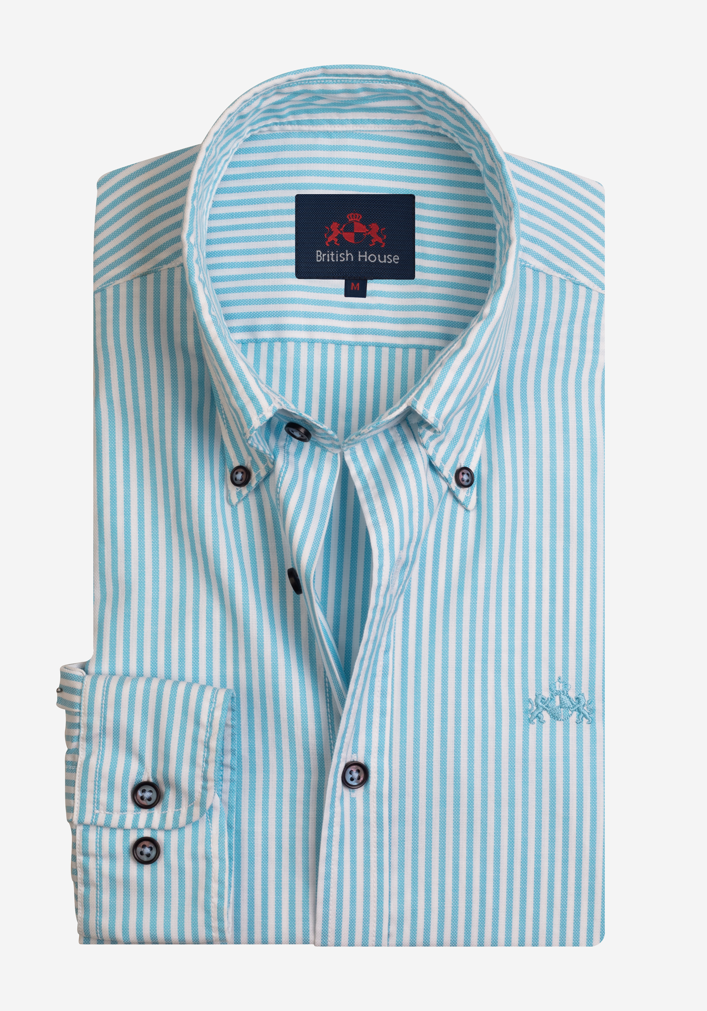 Mint Turquoise Stripe Washed Two-Ply Oxford Shirt