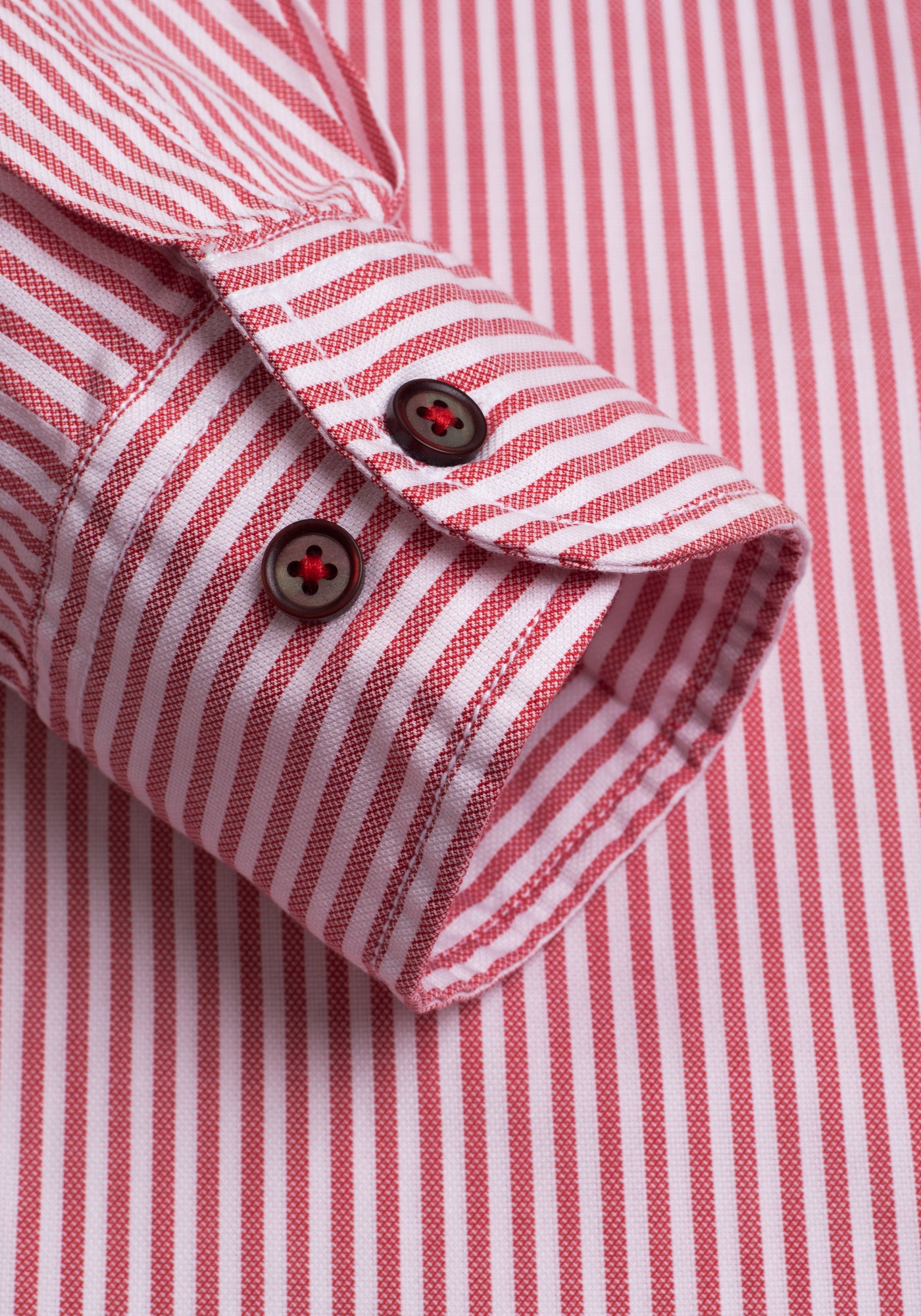 Cherry Red Stripe Washed Two-Ply Oxford Shirt