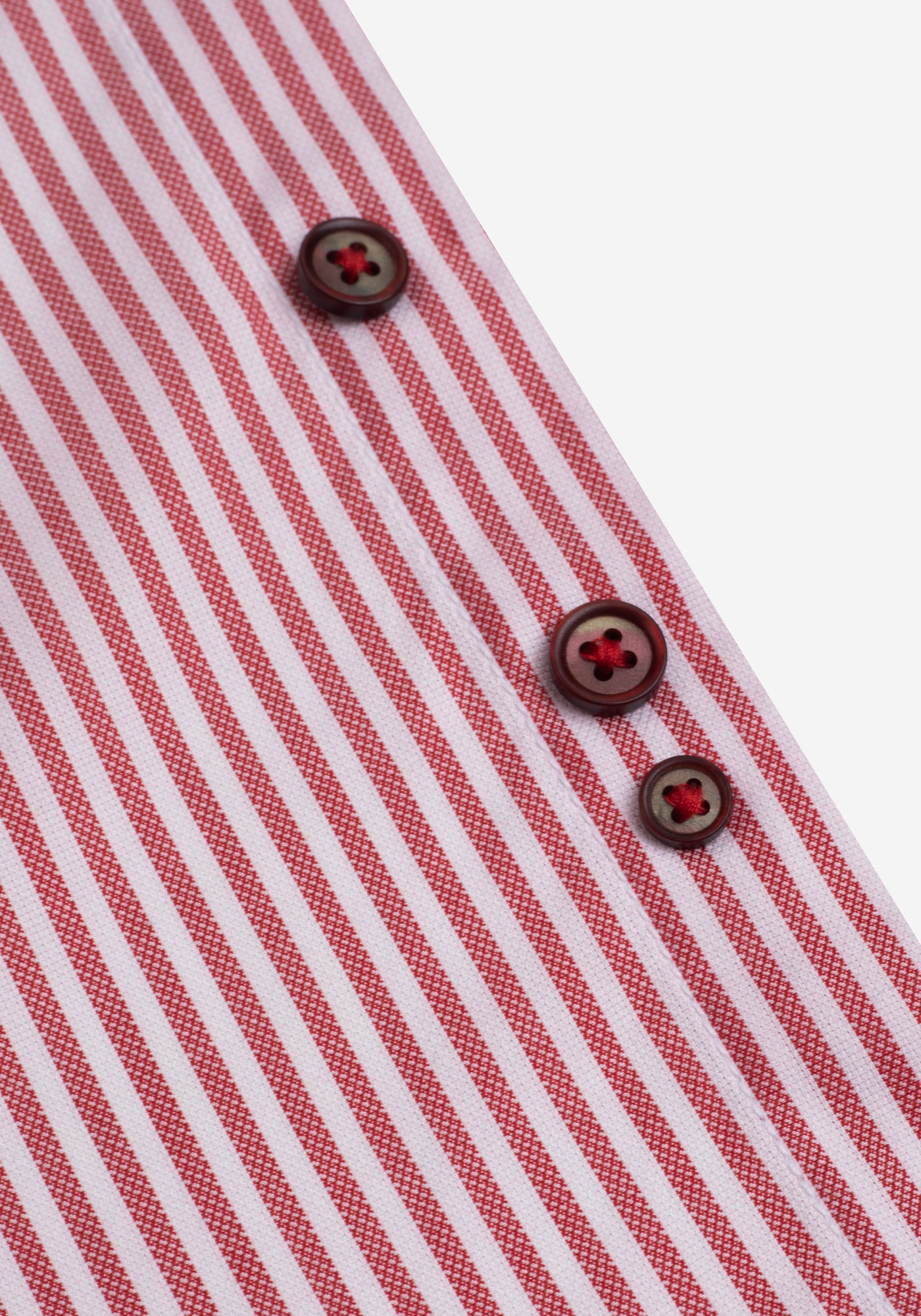 Cherry Red Stripe Washed Two-Ply Oxford Shirt