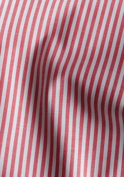 Cherry Red Stripe Washed Two-Ply Oxford Shirt