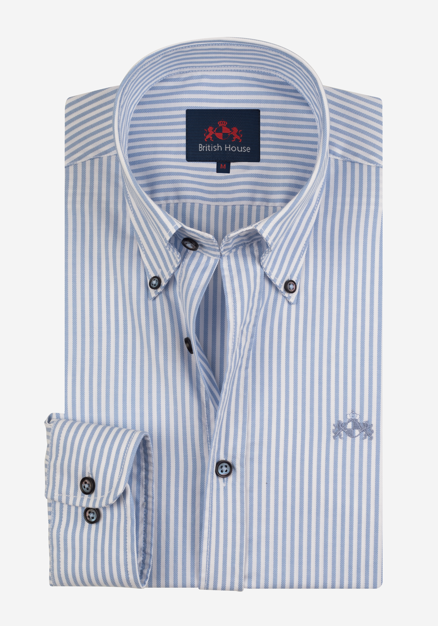 Capri Blue Stripe Washed Two-Ply Oxford Shirt