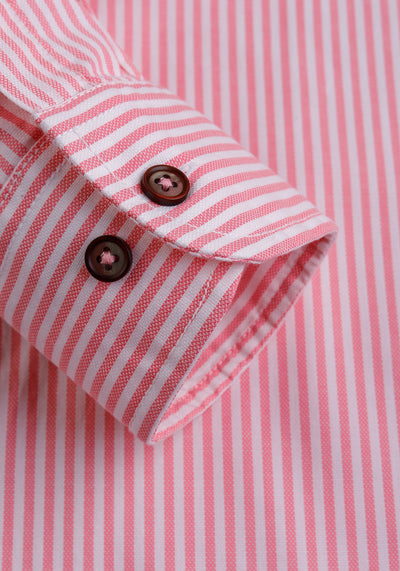 Velvet Pink Stripe Washed Two-Ply Oxford Shirt