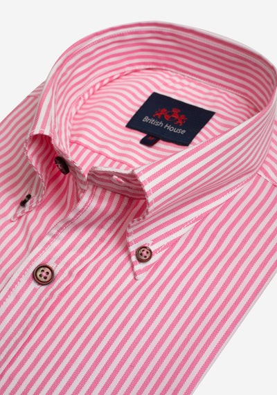 Velvet Pink Stripe Washed Two-Ply Oxford Shirt