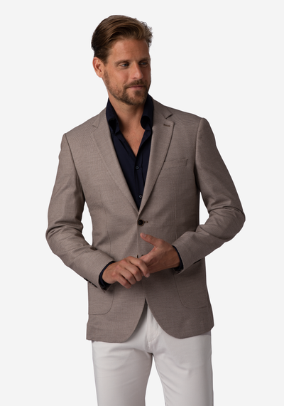 Contemporary Fit Sand Beige Dotted Blazer