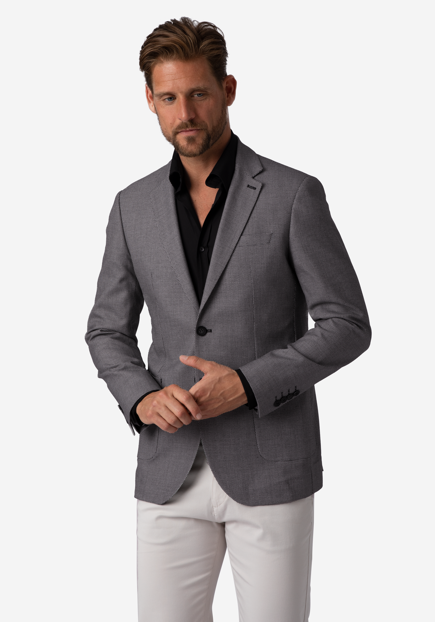 Contemporary Fit Oslo Grey Dotted Blazer