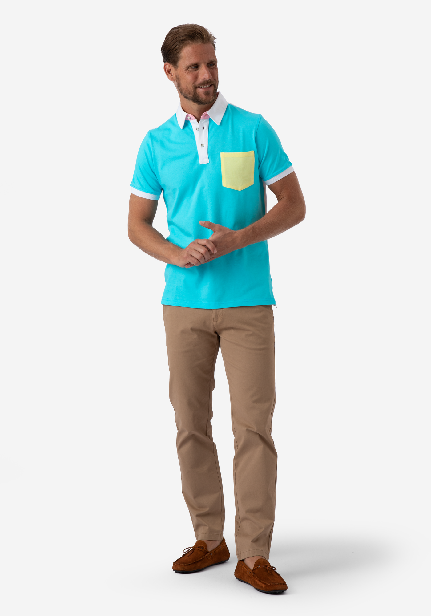 Aqua Blue Cotton Polo Shirt