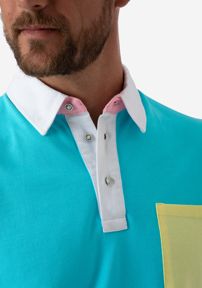 Aqua Blue Cotton Polo Shirt