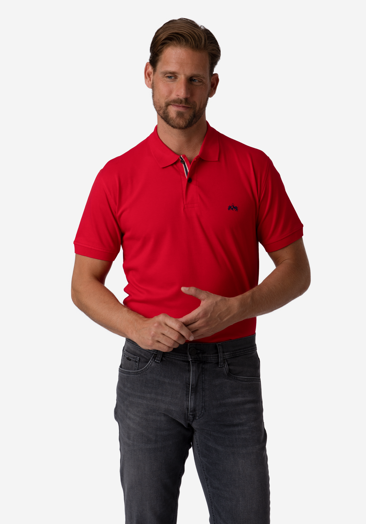 Lava Red Cotton Polo Shirt