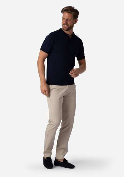 Shadow Blue Braided Knitted Polo Shirt