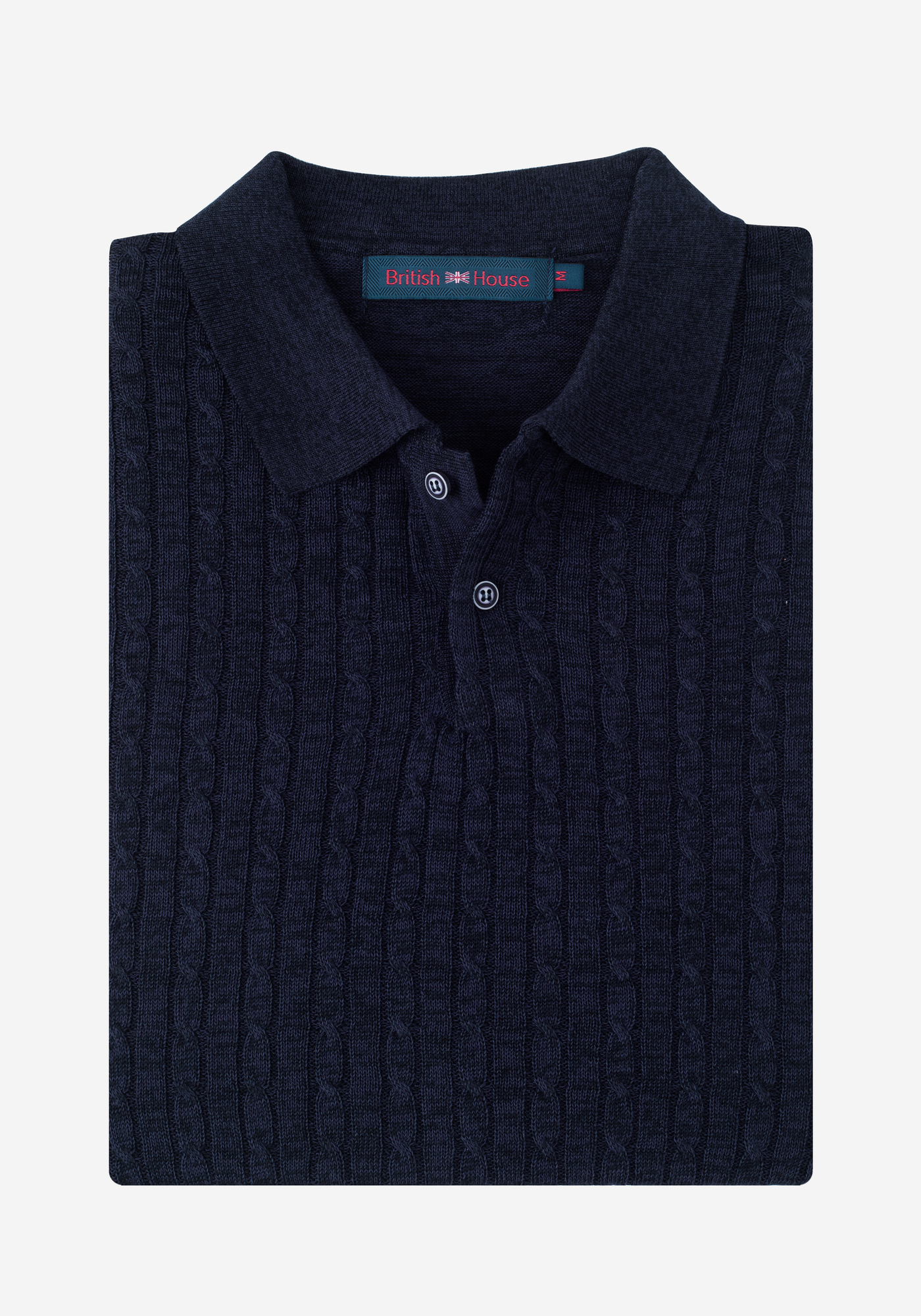 Shadow Blue Braided Knitted Polo Shirt