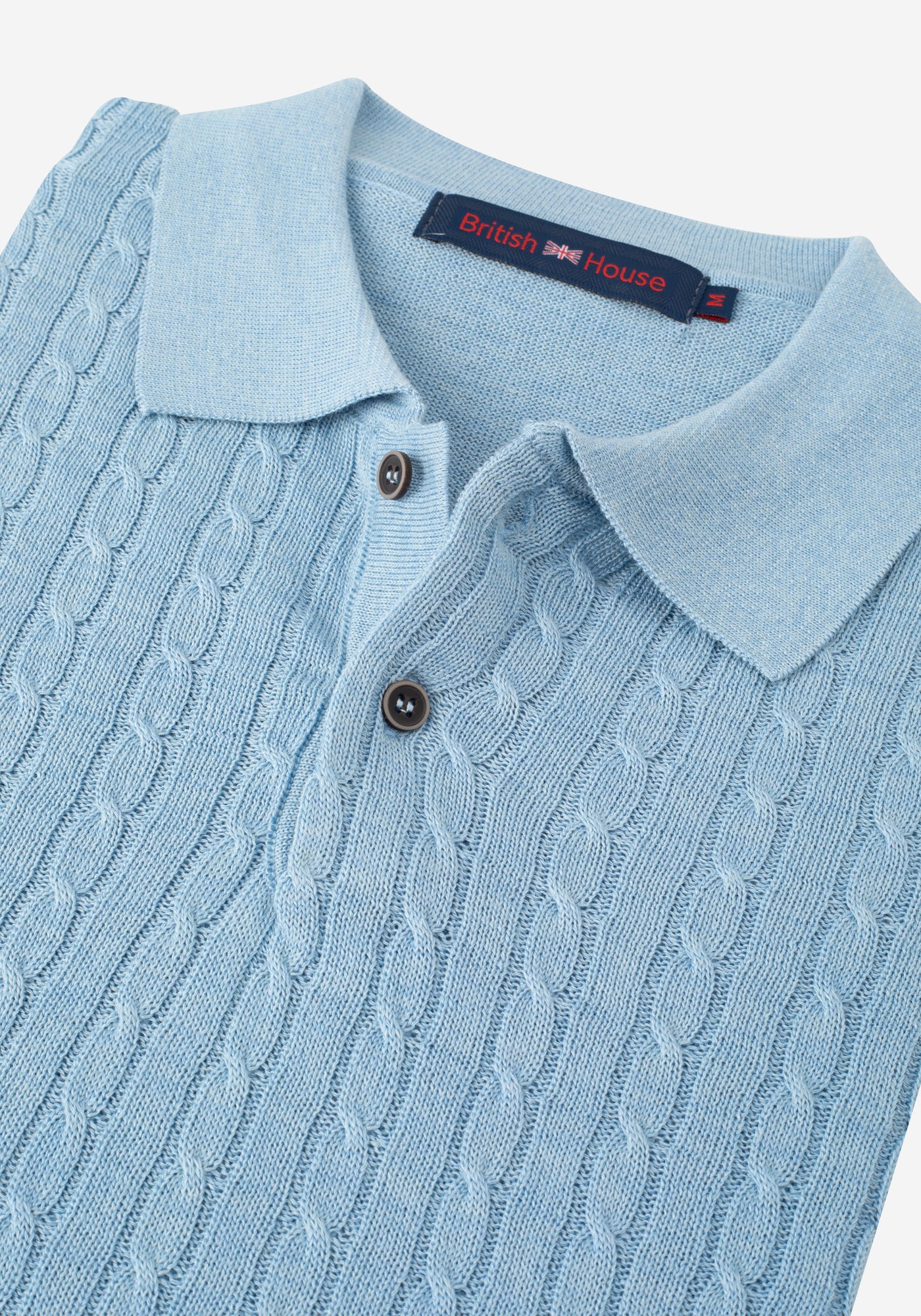 Crystal Blue Braided Knitted Polo Shirt