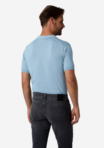 Crystal Blue Braided Knitted Polo Shirt