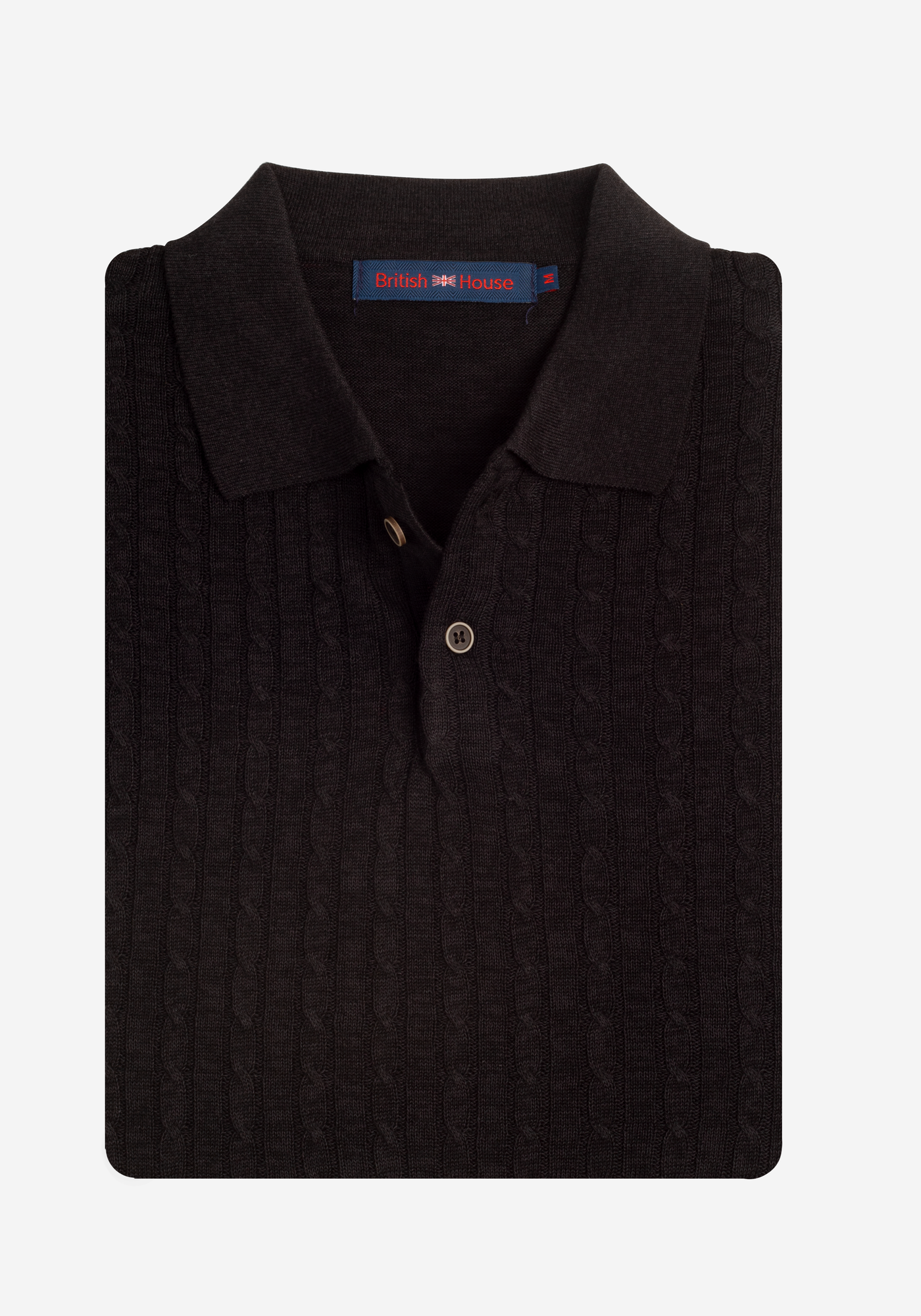 Vanta Black Braided Knitted Polo Shirt