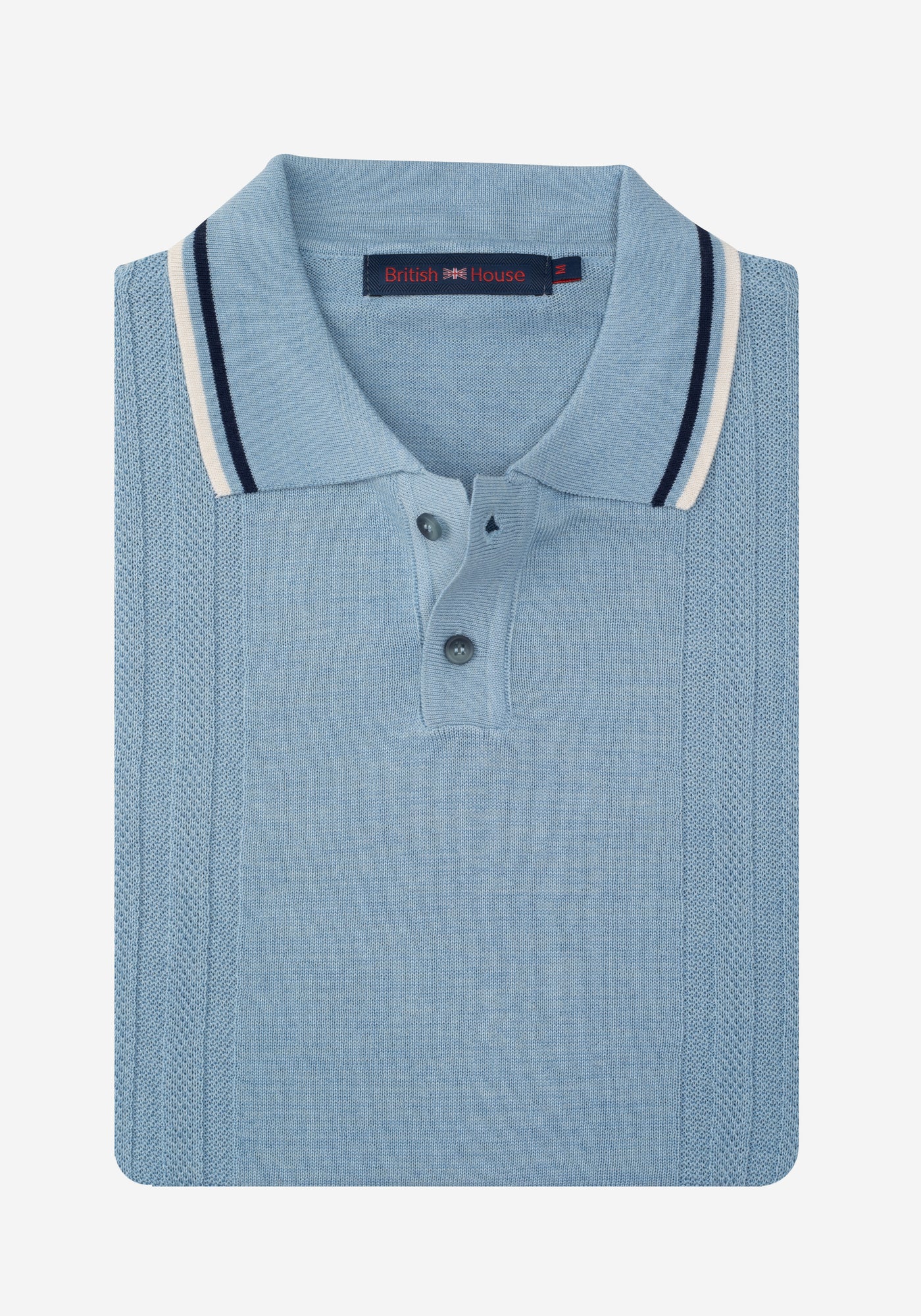 Glacier Blue Knitted Polo Shirt