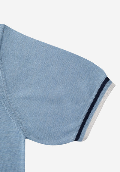 Glacier Blue Knitted Polo Shirt