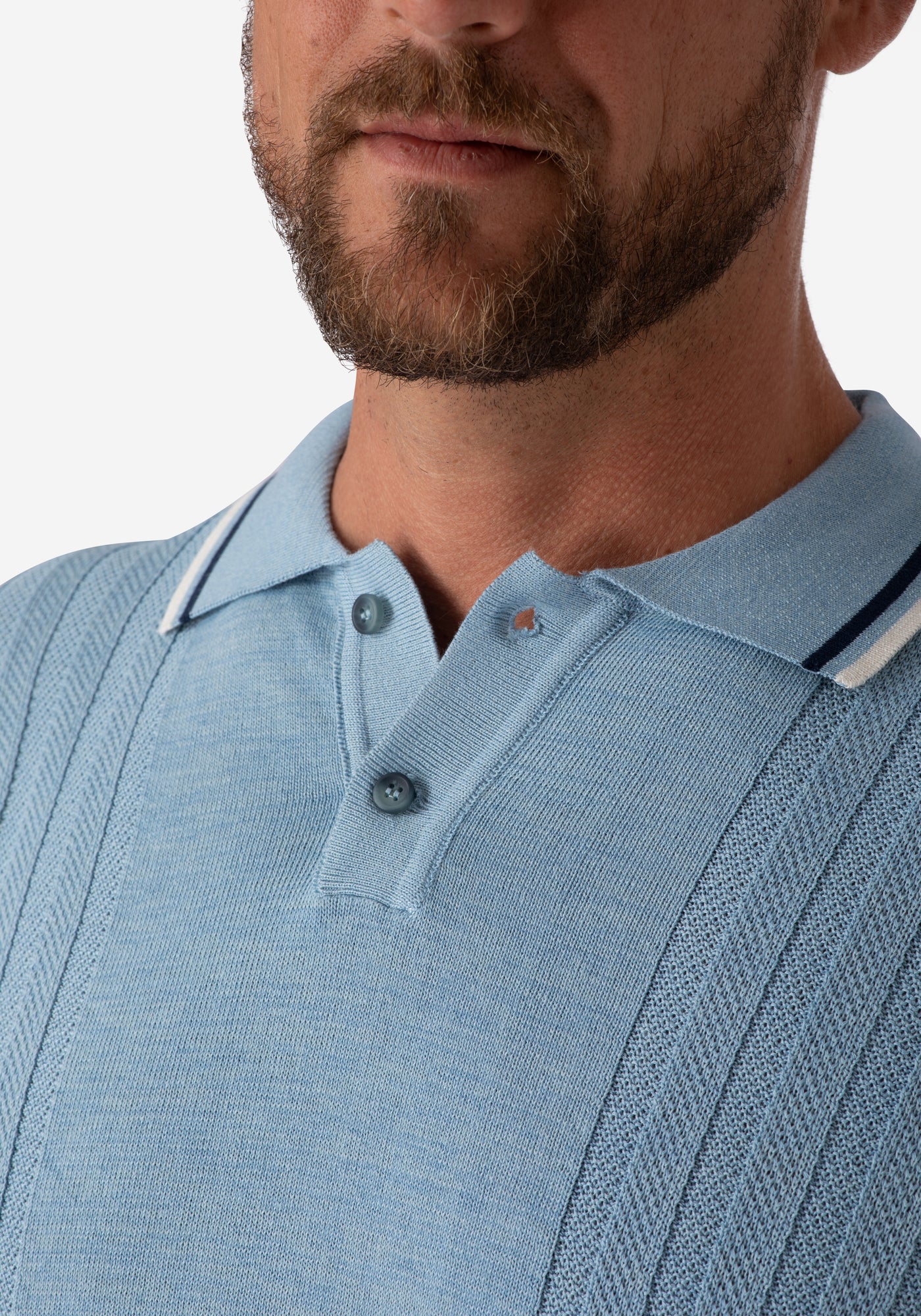 Glacier Blue Knitted Polo Shirt