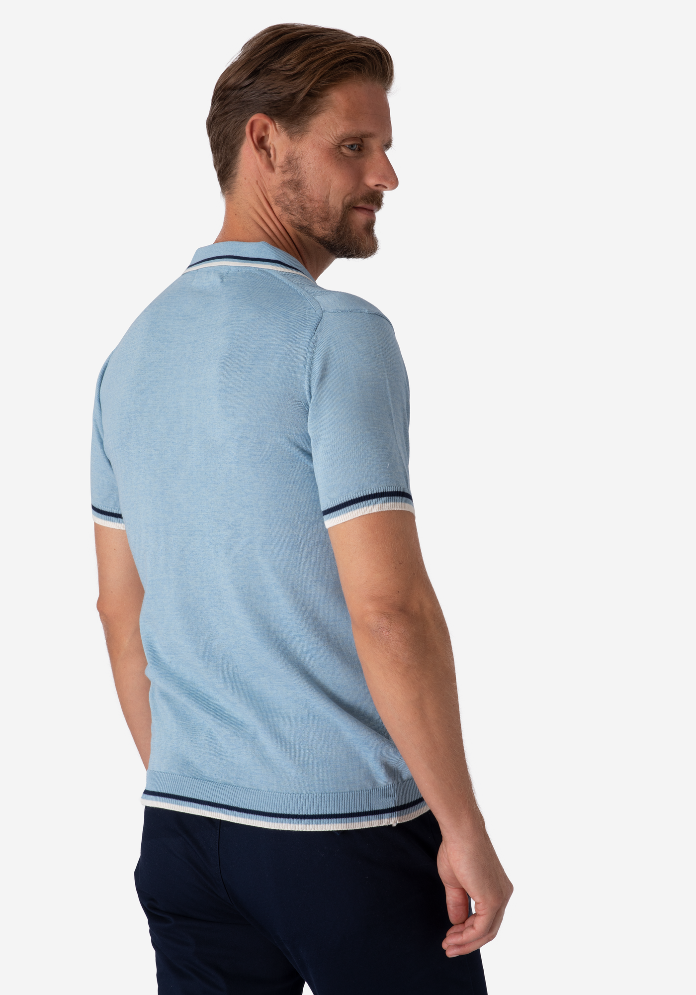 Glacier Blue Knitted Polo Shirt