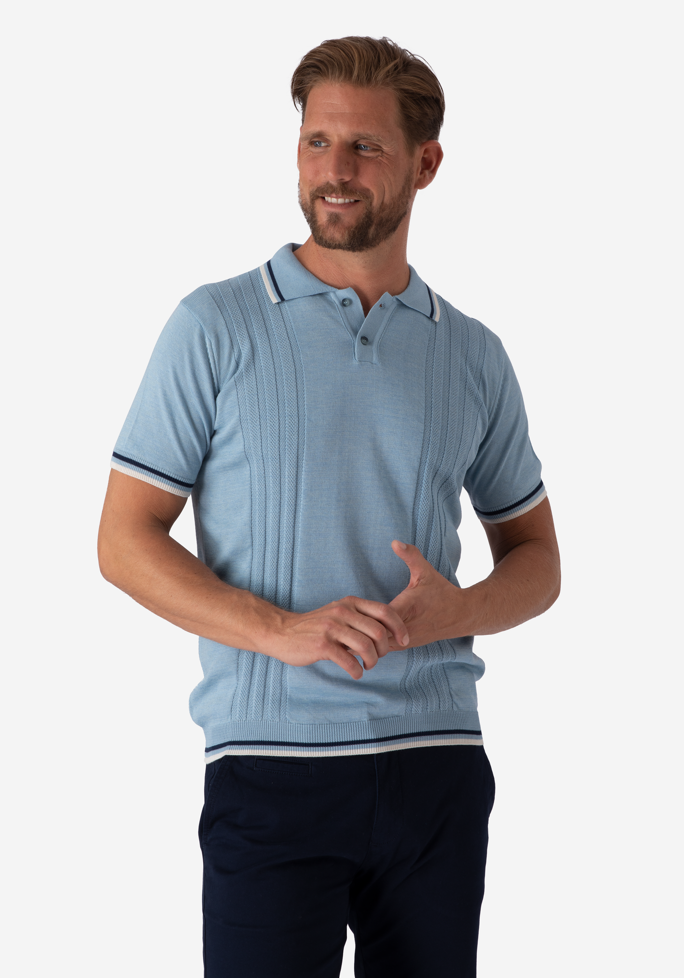 Glacier Blue Knitted Polo Shirt