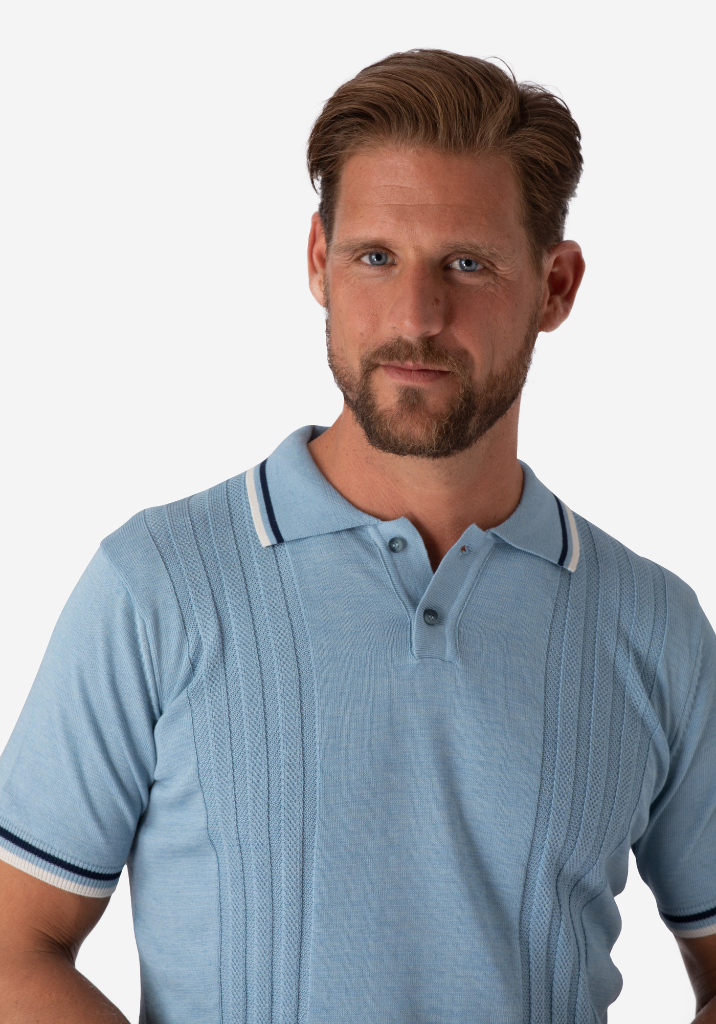 Glacier Blue Knitted Polo Shirt