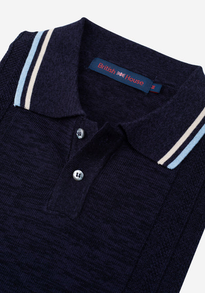 Twilight Blue Knitted Polo Shirt