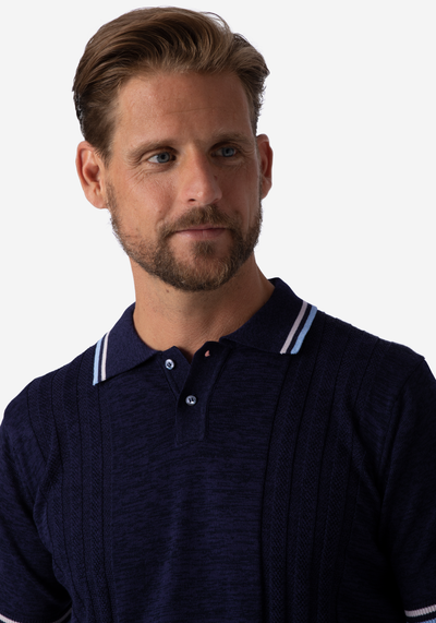 Twilight Blue Knitted Polo Shirt