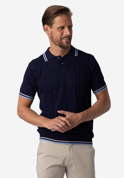 Twilight Blue Knitted Polo Shirt