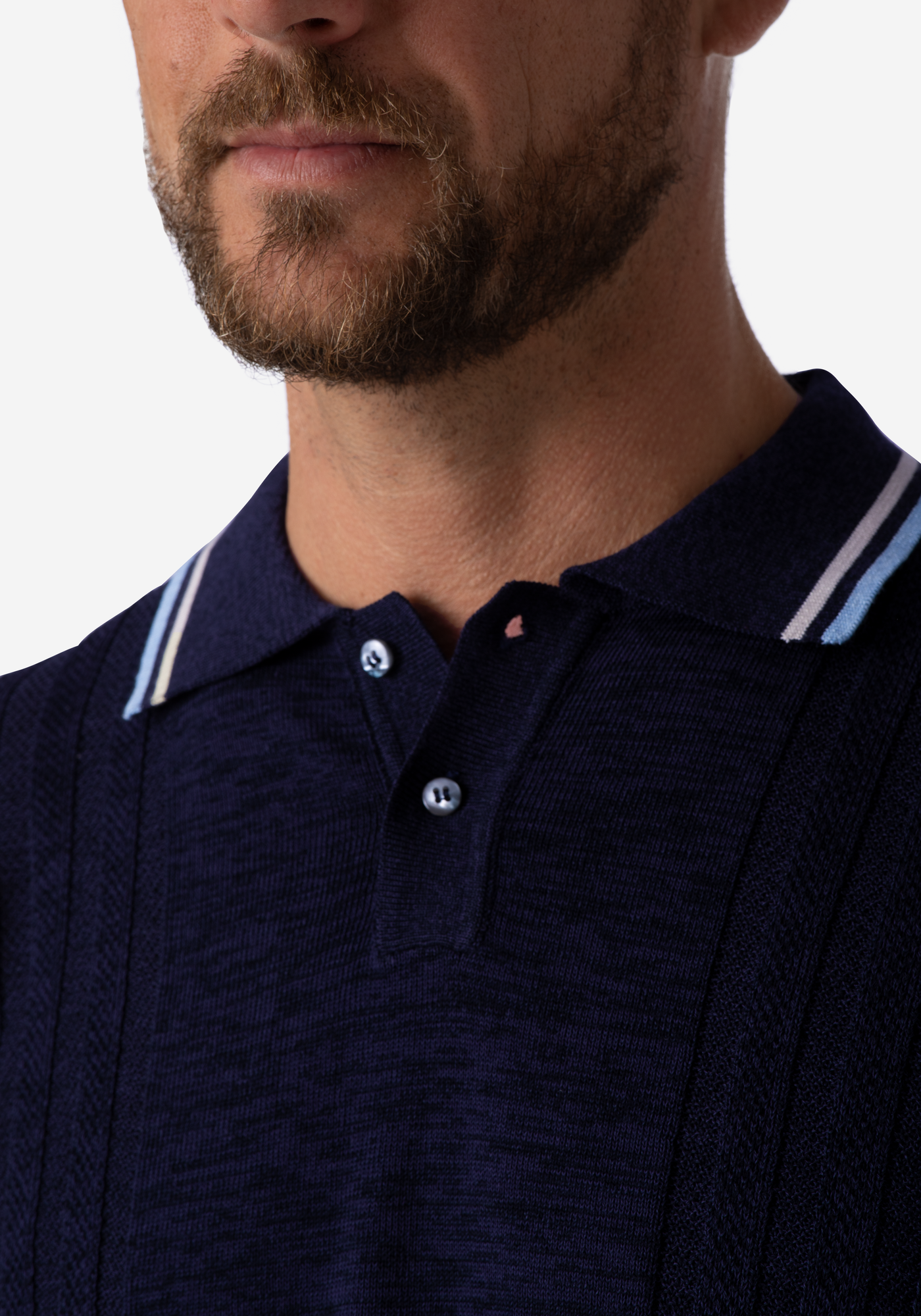 Twilight Blue Knitted Polo Shirt