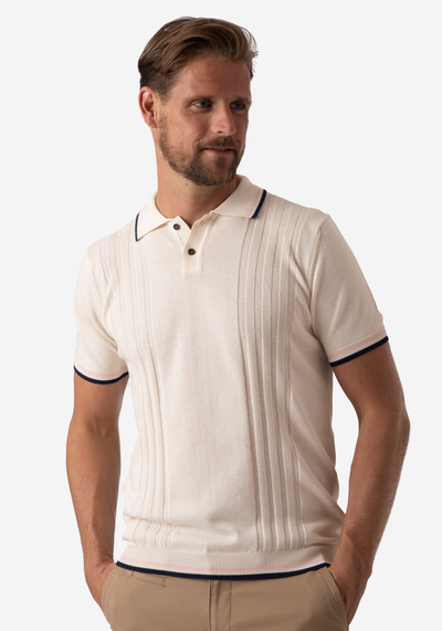 Antique White Knitted Polo Shirt