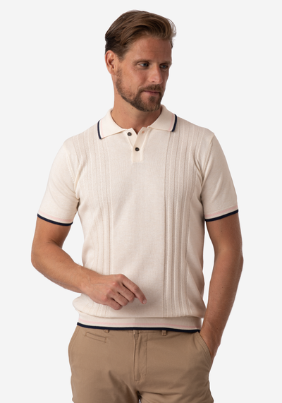 Antique White Knitted Polo Shirt