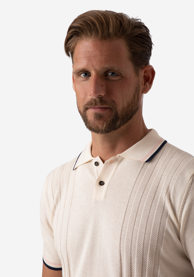 Antique White Knitted Polo Shirt