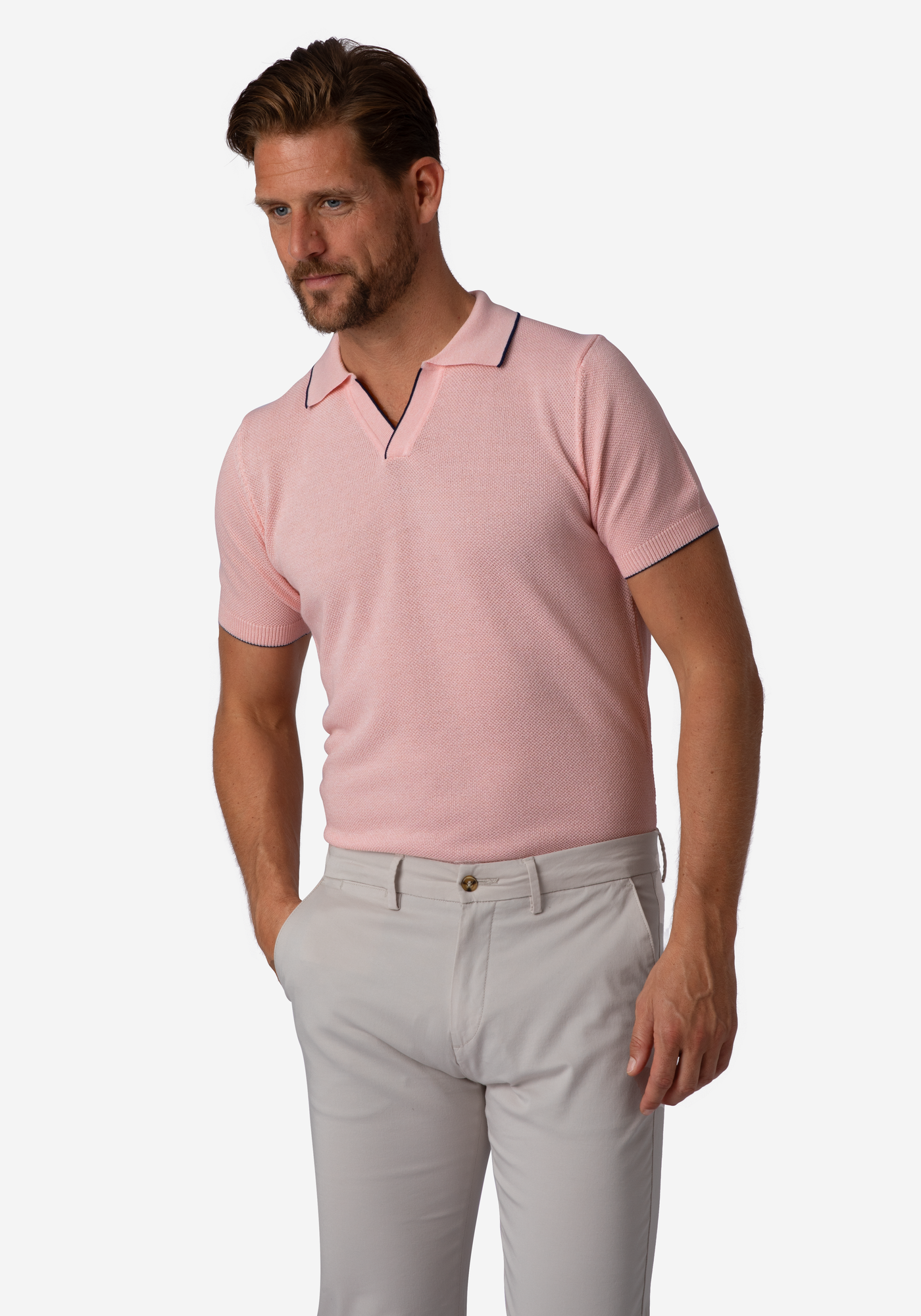 Blush Rose Knitted Polo Shirt