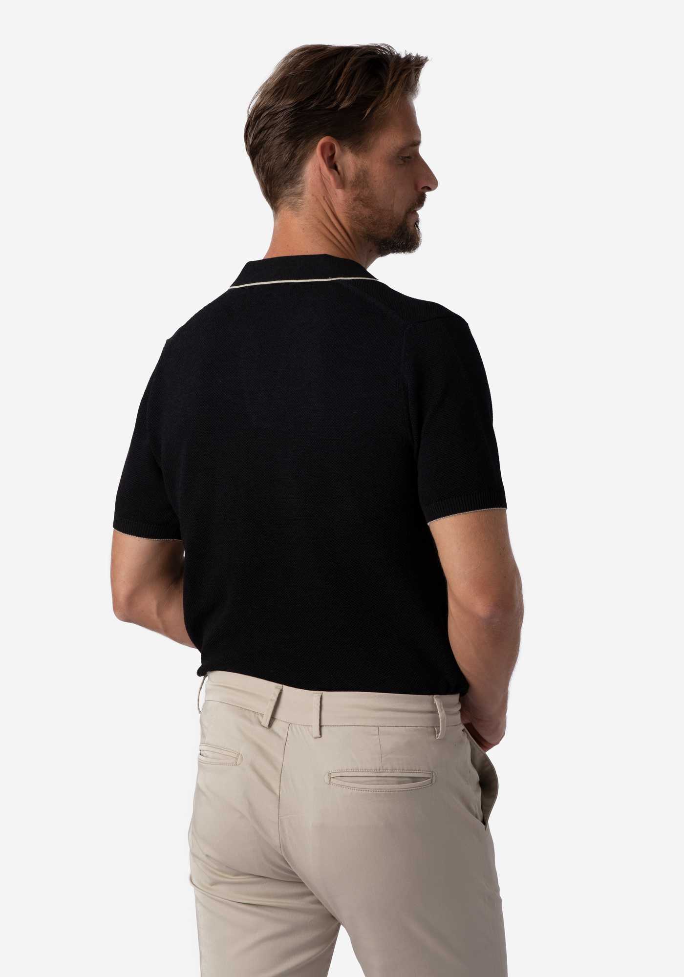 True Black Knitted Polo Shirt