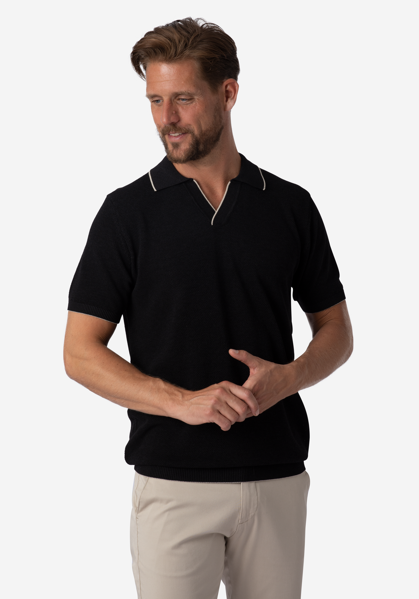 True Black Knitted Polo Shirt