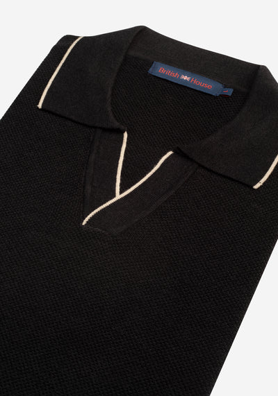 True Black Knitted Polo Shirt