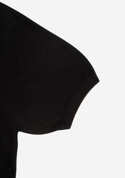 True Black Knitted Polo Shirt