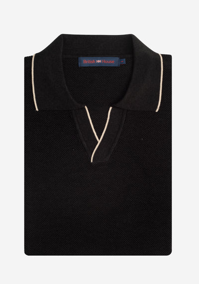 True Black Knitted Polo Shirt