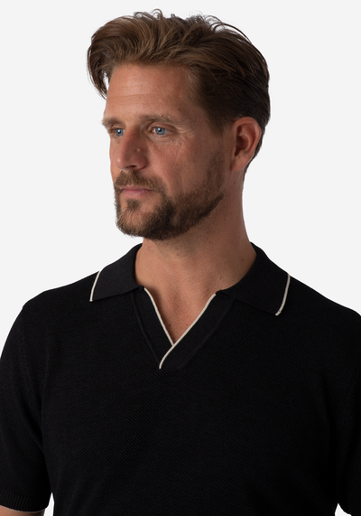 True Black Knitted Polo Shirt