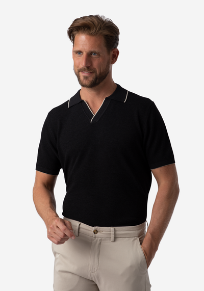 True Black Knitted Polo Shirt