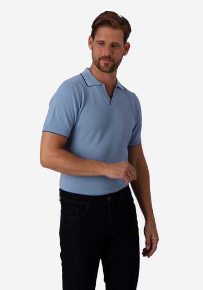 Celestial Blue Knitted Polo Shirt