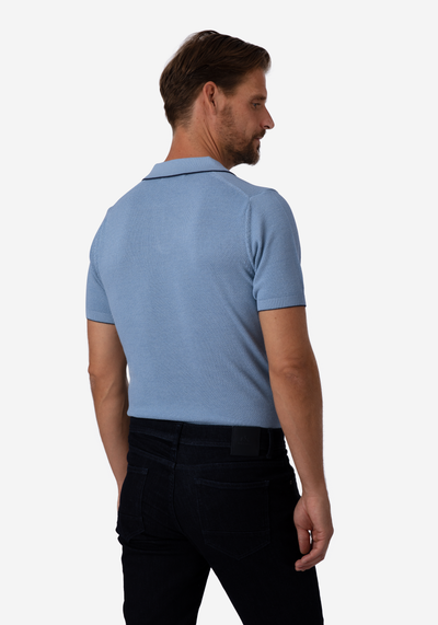 Celestial Blue Knitted Polo Shirt