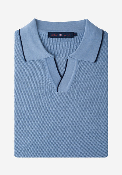 Celestial Blue Knitted Polo Shirt