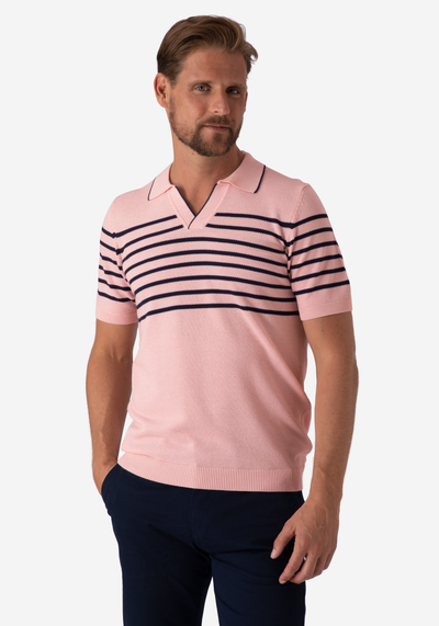 Frosted Rose Stripe Knitted Polo Shirt